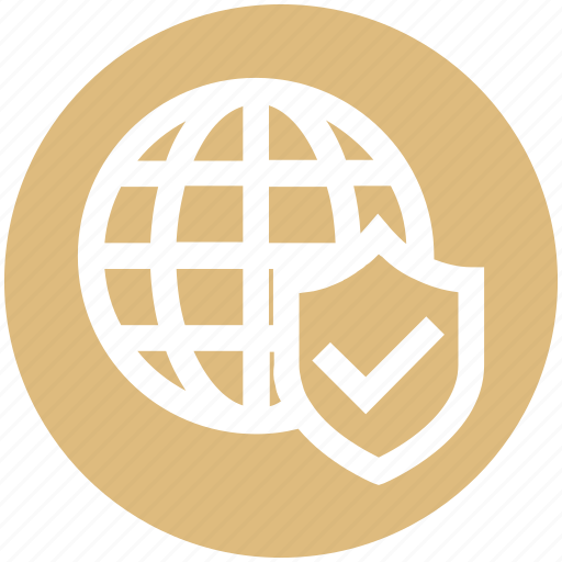 Globe, internet, protection, security, shield, tick, world icon - Download on Iconfinder