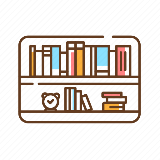 Books, bookshelf, decoration, furniture, interior, library, literature icon - Download on Iconfinder