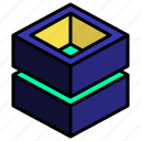 double, hollow, stack, geometric, cube, shape, box