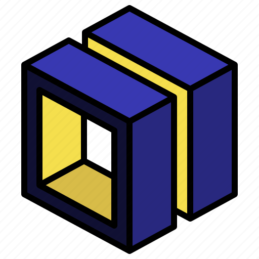 Hollow, cut, geometric, cube, shape, box icon - Download on Iconfinder