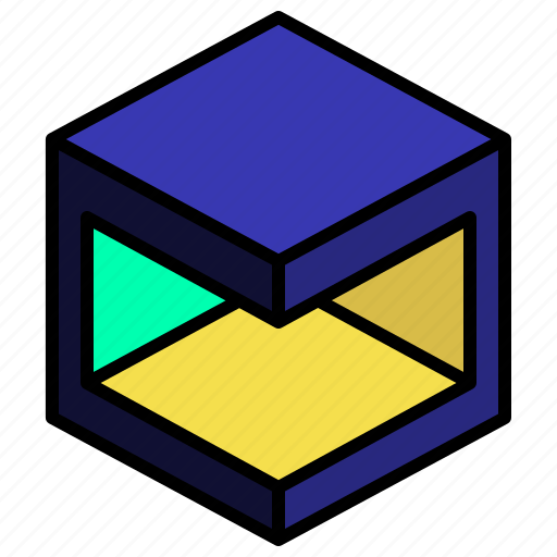 Horizontal, subtract, geometric, cube, shape, box icon - Download on Iconfinder