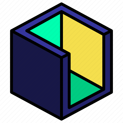 Vertical, subtract, geometric, cube, shape, box icon - Download on Iconfinder