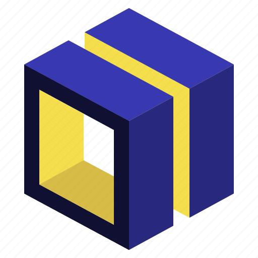 Hollow, cut, geometric, cube, shape, box, slice icon - Download on Iconfinder
