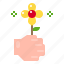 flower, gift, hand 