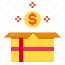 box, celebration, gift, money, surprise