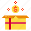 box, celebration, gift, money, surprise 