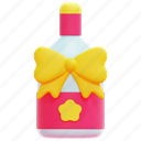 bottle, wine, surprise, gift, champagne, bow, birthday, party, 3d 
