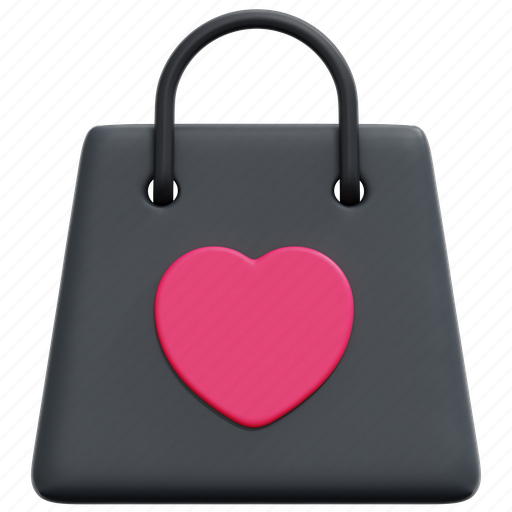 Shopping, bag, heart, gift, surprise, birthday, party 3D illustration - Download on Iconfinder