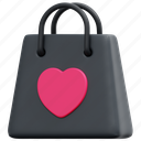 shopping, bag, heart, gift, surprise, party, birthday, 3d