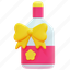 bottle, wine, surprise, gift, champagne, bow, party, birthday, 3d 