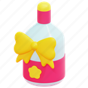 bottle, wine, surprise, gift, champagne, birthday, bow, party, 3d 