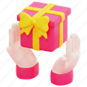 gift, box, hand, hands, present, surprise, birthday, 3d 