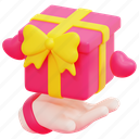 hand, gift, box, give, birthday, present, party, 3d 