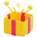 surprise, present, star, gift, box, birthday, celebration, party, 3d 