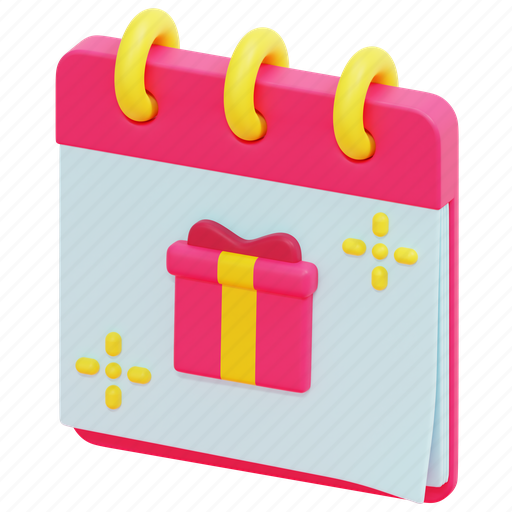 Calendar, gift, surprise, date, present, birthday, day 3D illustration - Download on Iconfinder