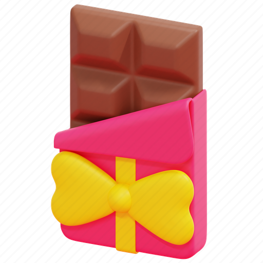 Chocolate, bar, gift, snack, sweet, birthday, dessert 3D illustration - Download on Iconfinder