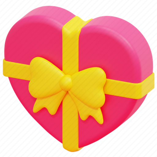 Chocolate, box, gift, heart, birthday, love, party 3D illustration - Download on Iconfinder