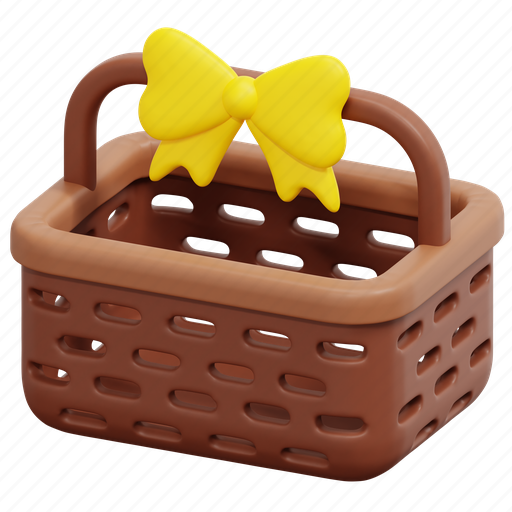 Gift, basket, bow, shopping, birthday, shop, party 3D illustration - Download on Iconfinder