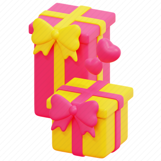Gift, boxes, present, heart, birthday, surprise, party 3D illustration - Download on Iconfinder