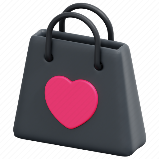 Shopping, bag, heart, gift, birthday, surprise, party 3D illustration - Download on Iconfinder
