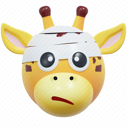 Giraffe, face, with, head, bandage, emoticon, 3d icon - Download on Iconfinder