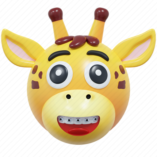 Giraffe, smile, braces, emoticon, illustration icon - Download on Iconfinder