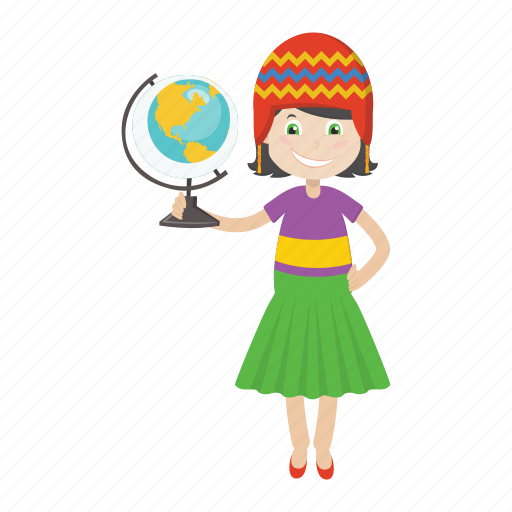 Character, girl, globe, kid, student icon - Download on Iconfinder