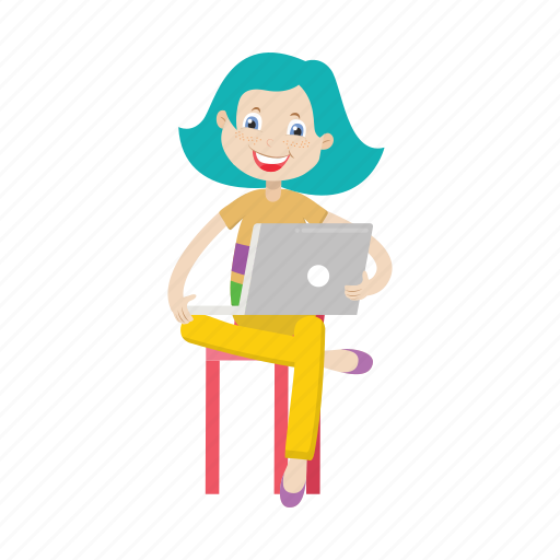 Girl, kid, laptop, working icon - Download on Iconfinder