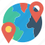 globe, international, location, map pin, pin, way, world 