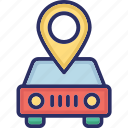 map pin, location pin, car, delivery, map locator