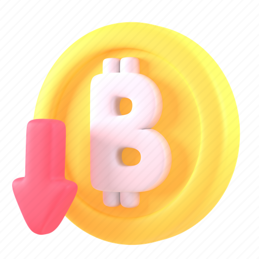 Bitcoin, down 3D illustration - Download on Iconfinder