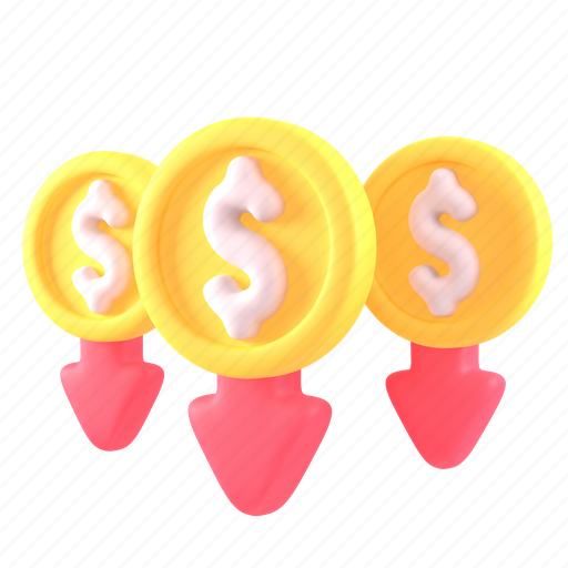 Currency, weak, coin, money 3D illustration - Download on Iconfinder