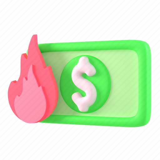 Dollar, burn 3D illustration - Download on Iconfinder