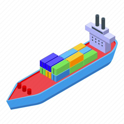 Cargo, container, ship, isometric icon - Download on Iconfinder