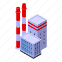 factory, pollution, isometric