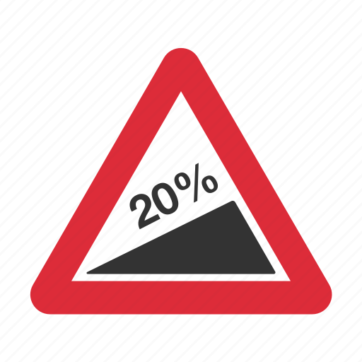 Caution, danger, steep hill, steep hill upwards, traffic sign, warning, warning sign icon - Download on Iconfinder