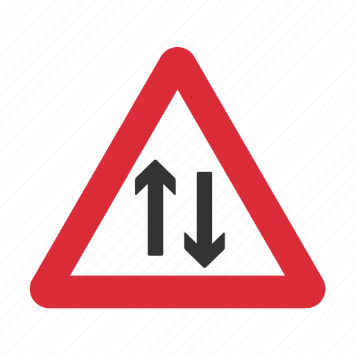 Traffic sign, two way, two way traffic, two way traffic ahead, warning sign icon - Download on Iconfinder