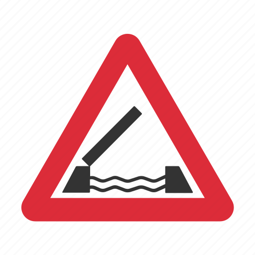 Bridge, opening bridge, opening bridge ahead, swing bridge, swing bridge ahead, traffic sign, warning sign icon - Download on Iconfinder