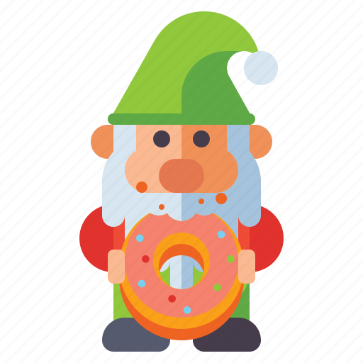 Gnome, eating, donut, dwarf icon - Download on Iconfinder