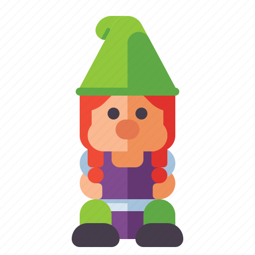 Gnome, squatting, female, dwarf icon - Download on Iconfinder