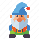 gnome, squatting, male, beard