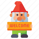 gnome, welcome, sign, dwarf