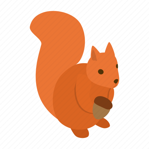 Animal, isometric, mammal, rodent, squirrel, tail, wildlife icon - Download on Iconfinder