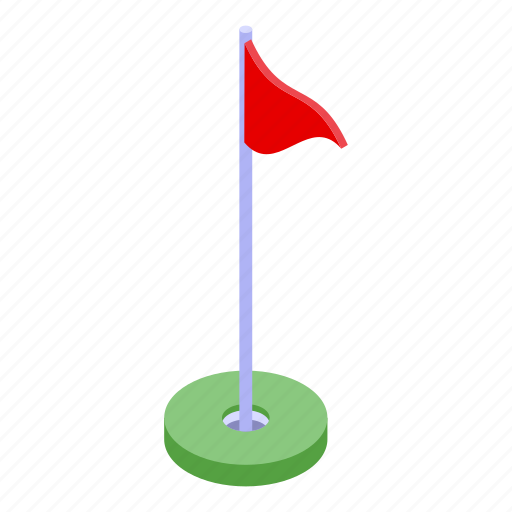 Golf, red, flag, isometric icon - Download on Iconfinder
