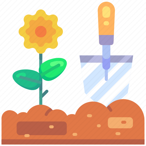 Shovel flower, digging, flower, soil, planting, gardener, gardening icon - Download on Iconfinder