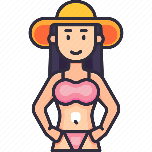 Bikini, girl, sunbathe, swimsuit, tan, summer, holiday icon - Download on Iconfinder