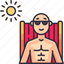 tanning, man, male, sun, sunbathe, summer, holiday, travel, season