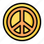 peace, hippy, circular, sign 