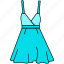 dress, female gown icon, flat gown icon, gown icon, line art style gown, teen gown icon 