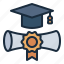 diploma, certificate, cap, graduate, graduation, university, collage, school, education 